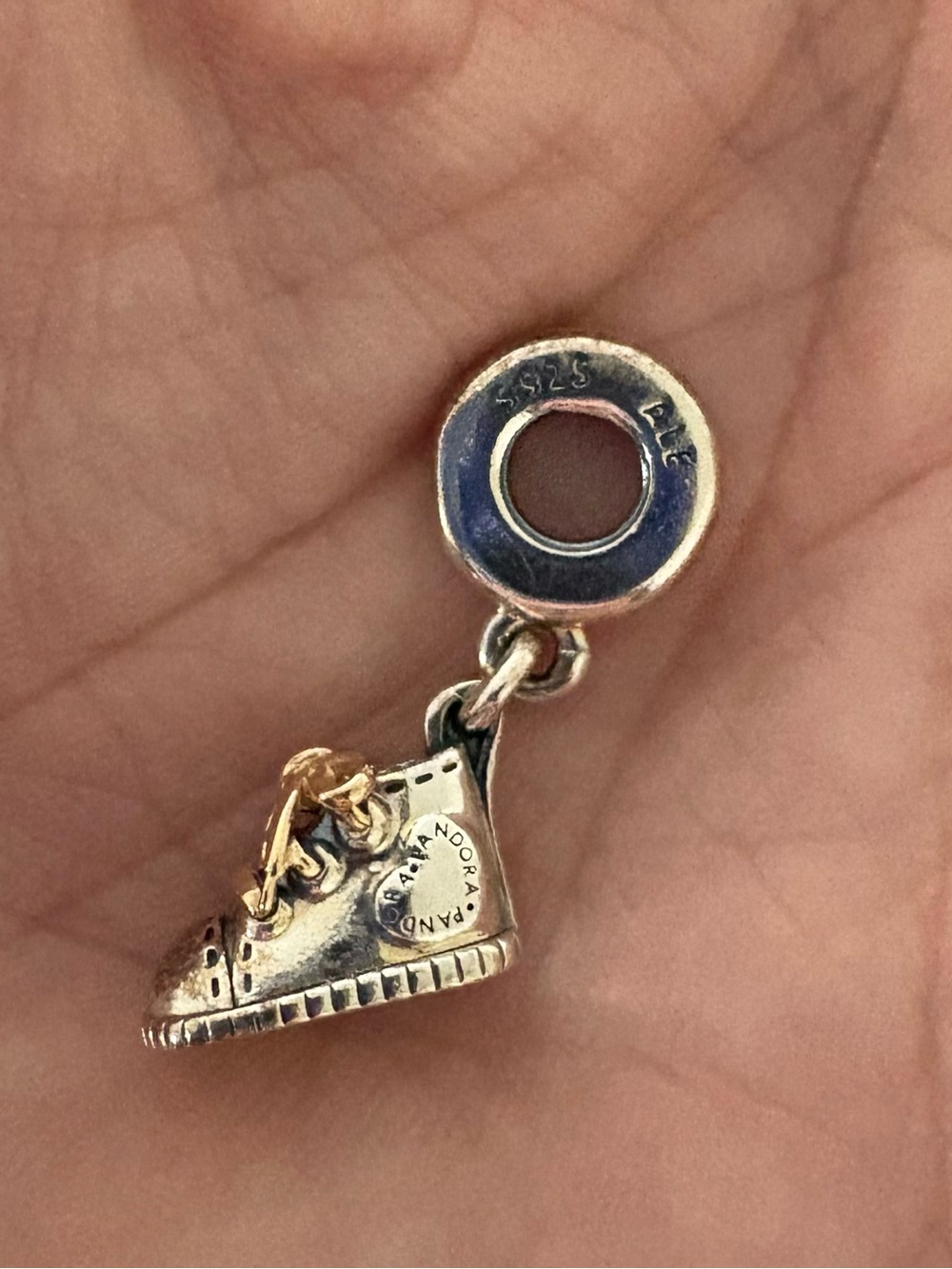 Pandora Silver Kids Sneaker Charm with Gold Laces